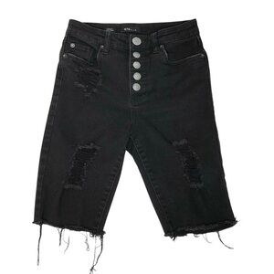 STS Blue Shorts Ashley High Rise Distressed Button Fly Raw Rayed Hem Black 0